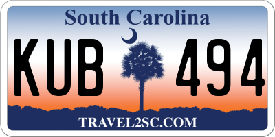 SC license plate KUB494