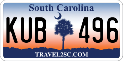SC license plate KUB496