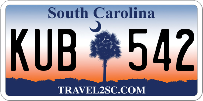 SC license plate KUB542