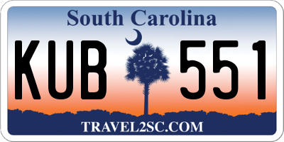SC license plate KUB551