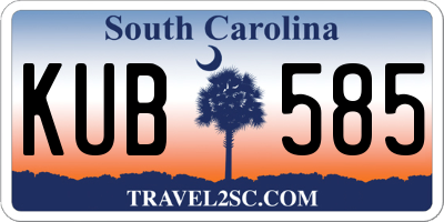 SC license plate KUB585