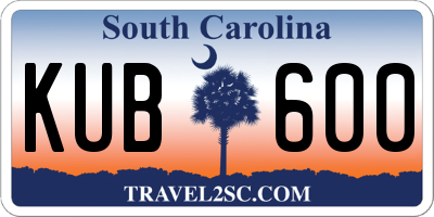 SC license plate KUB600