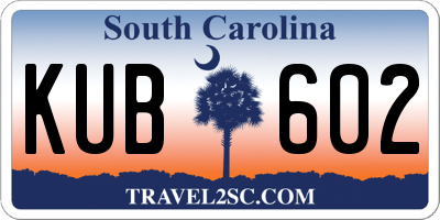 SC license plate KUB602
