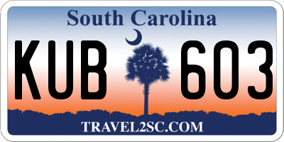 SC license plate KUB603
