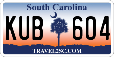 SC license plate KUB604