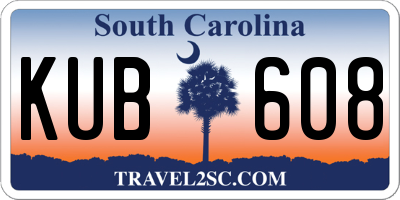 SC license plate KUB608
