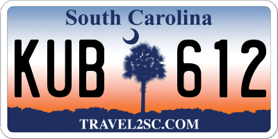 SC license plate KUB612
