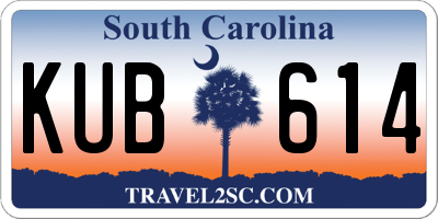 SC license plate KUB614