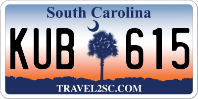 SC license plate KUB615