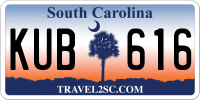 SC license plate KUB616