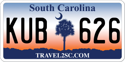 SC license plate KUB626