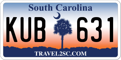 SC license plate KUB631