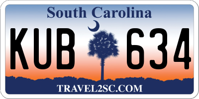 SC license plate KUB634