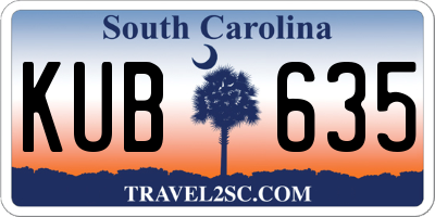 SC license plate KUB635