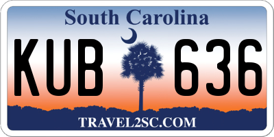 SC license plate KUB636
