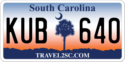 SC license plate KUB640