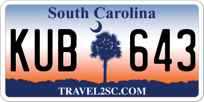 SC license plate KUB643