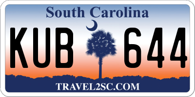 SC license plate KUB644