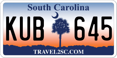 SC license plate KUB645