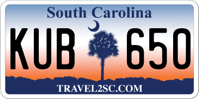 SC license plate KUB650