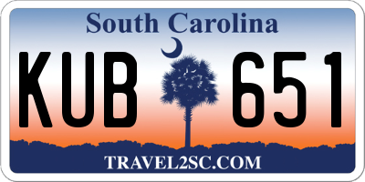 SC license plate KUB651