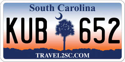 SC license plate KUB652