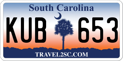 SC license plate KUB653