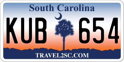 SC license plate KUB654