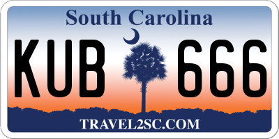 SC license plate KUB666