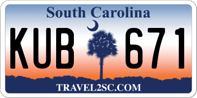 SC license plate KUB671