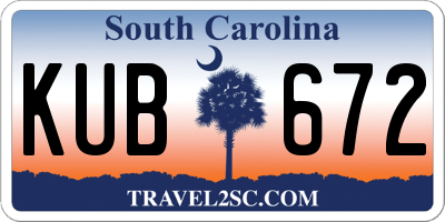 SC license plate KUB672