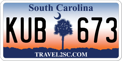 SC license plate KUB673