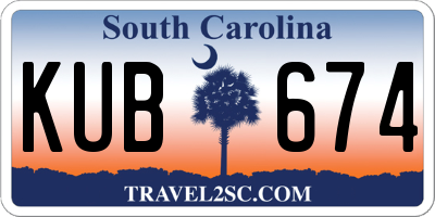 SC license plate KUB674