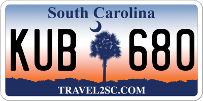 SC license plate KUB680
