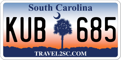 SC license plate KUB685