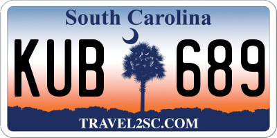 SC license plate KUB689