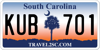 SC license plate KUB701