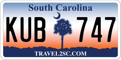SC license plate KUB747