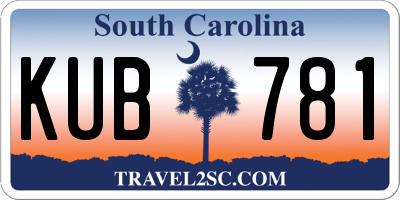 SC license plate KUB781