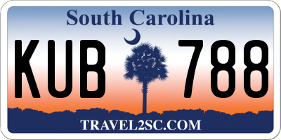SC license plate KUB788