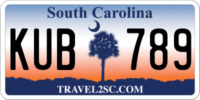 SC license plate KUB789
