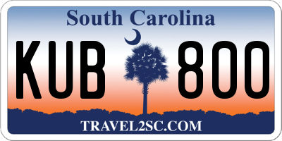 SC license plate KUB800