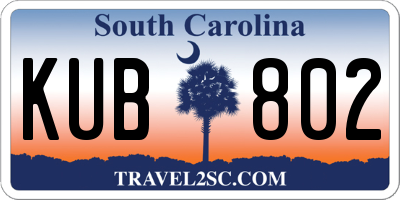 SC license plate KUB802