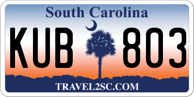 SC license plate KUB803