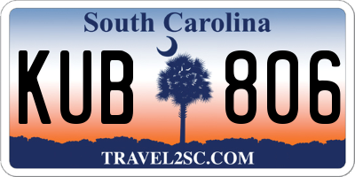 SC license plate KUB806