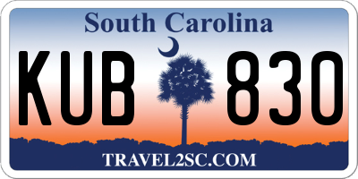 SC license plate KUB830