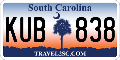 SC license plate KUB838