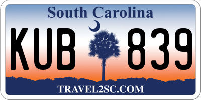 SC license plate KUB839
