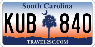 SC license plate KUB840