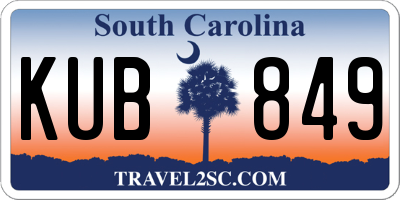 SC license plate KUB849